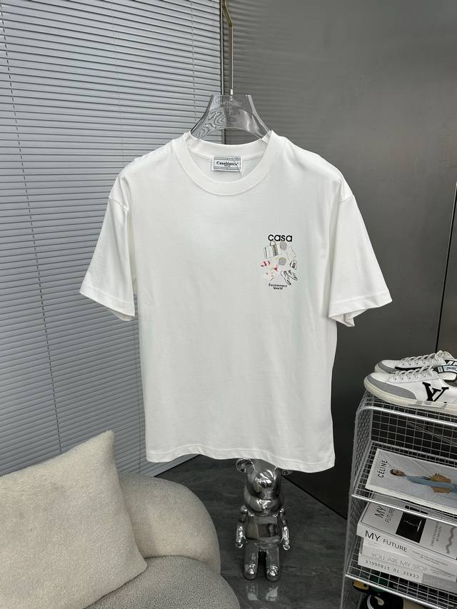 Casablance卡萨布兰卡 2025Ss春夏高品质情侣短袖T恤，高克重260G纯棉T恤，工艺品级别，重工工艺，工艺精湛，车线做工符合精品要求，超级好搭配，品