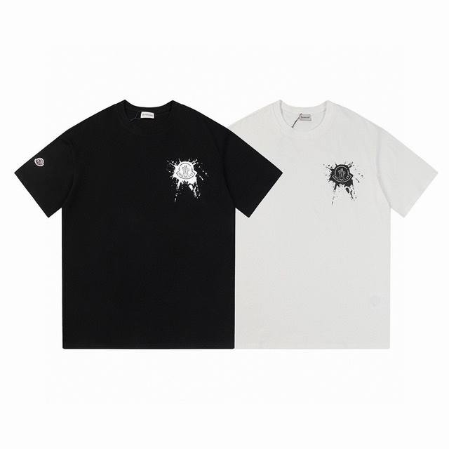 上新款号：M1041 Moncler 蒙口 官网同款印花图案 双纱纯棉短袖 - 260G双纱纯棉顶级面料 手感柔软 百分百纯棉独家出货 定染硫化黑无尘处理面料