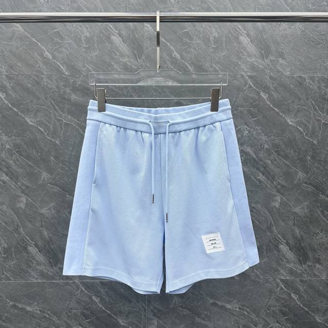 Tb新款珠地净色拼接短裤 颜色：黑色 白色 天蓝 面料：纯棉 珠地 尺码：1 2 3 4 5