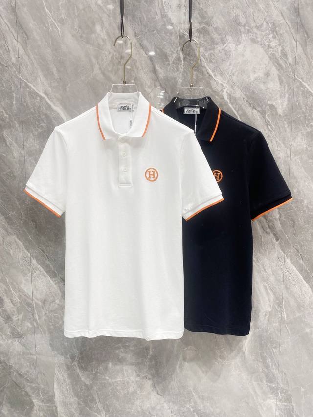 Hermes 25Ss经典H刺绣短袖Polo衫！100％棉双面珠地面料，拆解纱线分析，订织蜂窝四角网眼胚布，衣领为双系统提花定织扁机制成，有弹性，不变形，衣服全