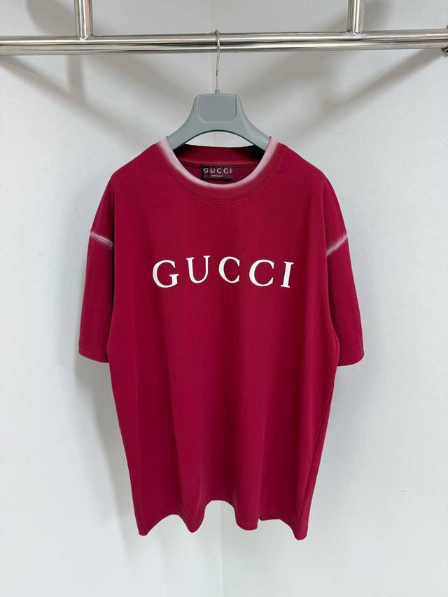 Gucci25Ss 古驰饰印花针织棉T恤短袖经典字母 领口袖子喷涂装饰 尺码：S-Xl