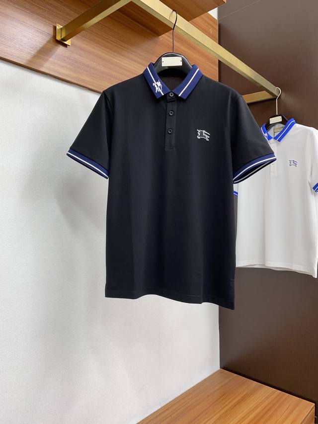 巴宝莉 Ss新款春夏短袖翻领T恤Polo，最高版本客供定制高端朱地面料简单时尚款，拼色螺纹超级好看！胸前蒙口标志刺绣经典Logo简单大方的款式！满满的高级感，四