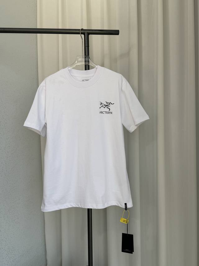 Ayc Teryx始祖鸟明线拼接印花短袖T恤 高端 32S双纱280克面料 重磅面料定制拉架罗纹同缸同染三标齐全男女同款颜色: 黑色 白色 玫红色 粉色 白蓝色