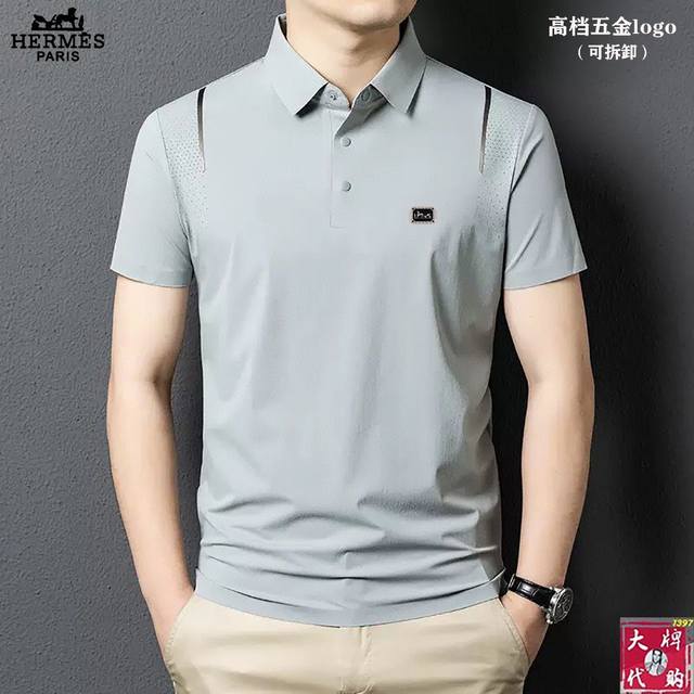 Hermes 爱马仕 最新款专柜同款首发！高端时尚休闲T恤，超正版型上身瞬间变欧巴！，简约时尚的三维裁剪，工艺独特，原单代工厂P出品；上身效果极佳，彰显自信气质