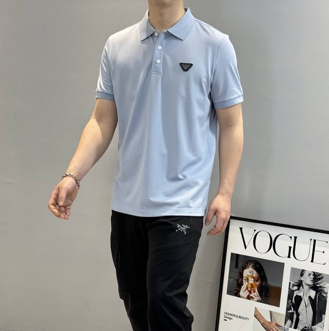无敌推送。。Arman*阿玛尼25S春夏男士Polo..常青树款式！成衣定织丝光珠地棉面料，定织定染 胸前飞鹰标签.订制皮标.内领定制定织.配色轻熟简约，混搭空