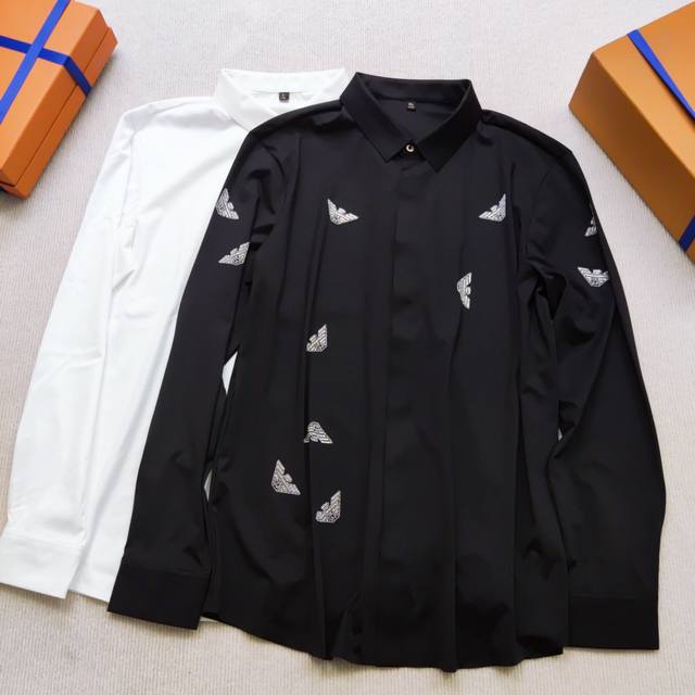 Haiyu 阿玛尼 巴黎今年新款 衬衣轻奢高端品质高弹高品质长袖衬衫 码数：M~4Xl