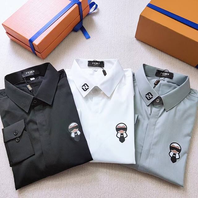 Haiyu 芬迪 Fendi 今年新款 衬衣轻奢高端品质微弹高品质长袖衬衫 码数：M~4Xl