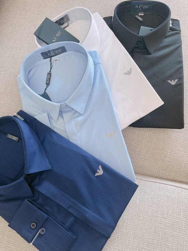 Haiyu 阿玛尼衬衫，春秋新品 高级定制 最经典净色通勤百搭帅气的衬衫 一贯的好版型 利落而干练 采用进口高品质纤维弹性面料 柔顺如糯 手感细腻 上身超级舒服