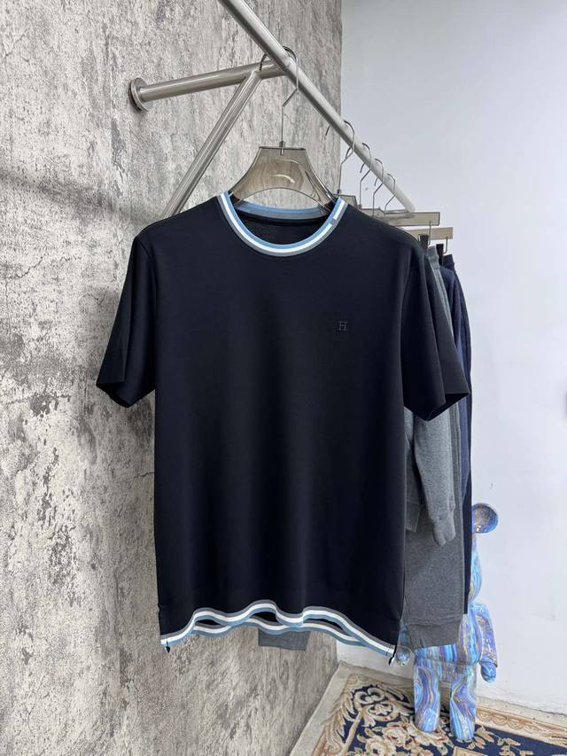 上新 25Ss H家 早春新款起脚平纹圆T 原版定制 进口纱线色染 经典百搭 码数48-56