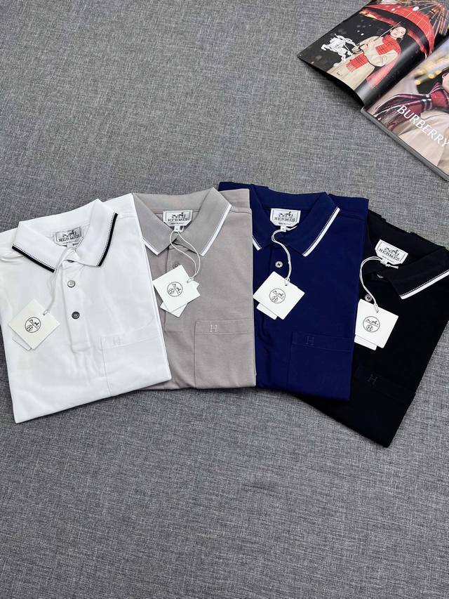 H家爱马仕原单男士时装商务休闲Polo 衫，顶级香港洋行货，25G柜新品，高端精英商务必入的类型，可遇而不可求，白金级品相！可预测性的爆卖单品，以面料和工艺为主