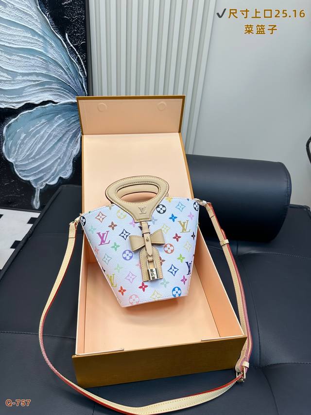 配折叠盒 Louisvuitton 25Ss村上隆系列 Rivagebb菜篮子牛皮版本 Rivage Bb 手袋老花 Nicolas GhesquièRe 于