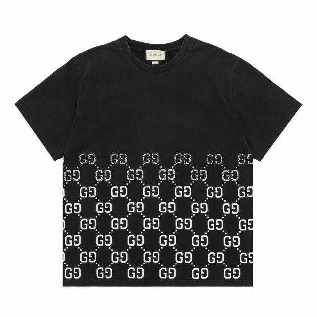Gucci 古驰 双Gg印花渐变情侣款短袖T恤 Size：S-L