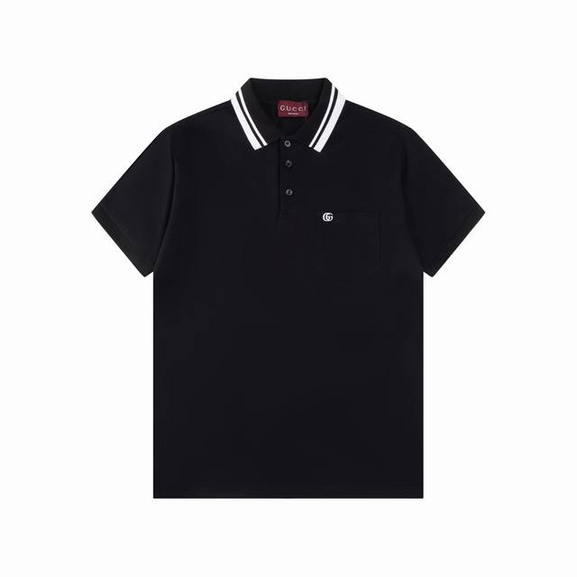 Gucci 古驰 25Ss新款 袋口小Gg刺绣 Polo 230克重全棉珠地 颜色：白色 黑色 雾霾蓝 码数：S M L Xl Xxl