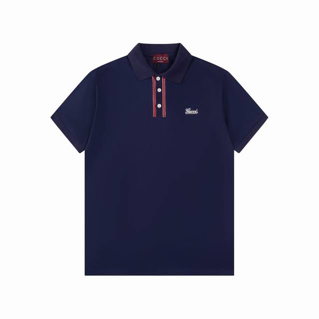 Gucci 古驰 25Ss新款 条纹门襟 口袋Gucci刺绣 Polo 230克重全棉珠地 颜色：宝兰 浅杏 码数：S M L Xl Xxl