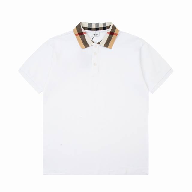 Bbr 巴博利 25Ss新款 经典格纹领Polo 230克重双纱全棉珠地 颜色：黑 白 杏 码数：S M L Xl Xxl