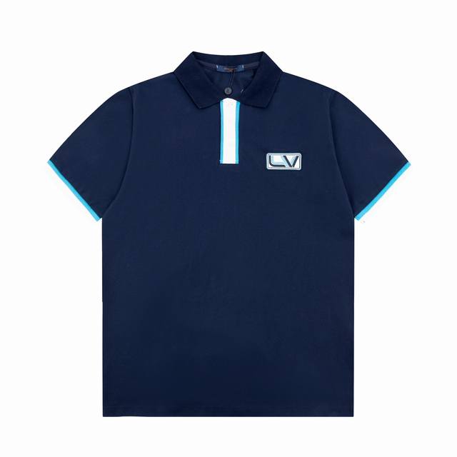 Lv 路易 25Ss新款 Lv刺绣徽章Polo 230克重双纱全棉珠地 颜色：宝兰 白 码数：S M L Xl Xxl