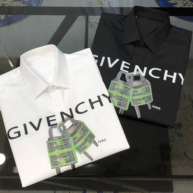 Gi*Enchy 纪梵希新款原单男士商务休闲长袖衬衫 官网同步售卖 修身版型 高端品质 高版本印花印胶字母Logo设计 定制双股120支府绸棉面料 手感柔软细腻