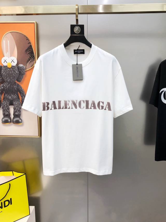 Bal*Nciaga 巴黎世家2025春夏新款原单男士圆领短袖T恤 专柜同步售卖 爆款高端品质 高版本 Os版型阔版 直喷印花字母Logo设计 定制进口双股10