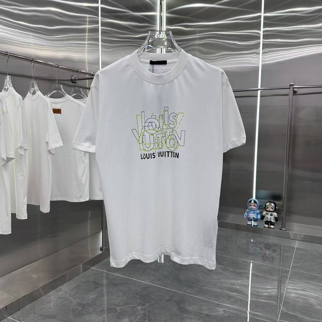 Lv 2025春夏新款短袖T恤 个性印花 男女同款宽松版 S M L Xl Xxl 五个码 黑色 白色