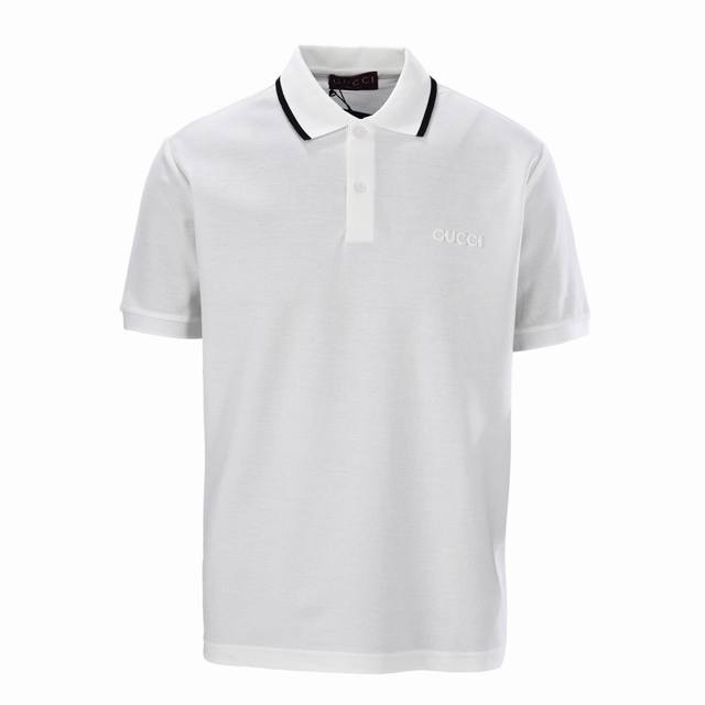 高版本 Gucci古驰Guc 撞色领字母激光刺绣短袖Polo衫 原版6900购入开发，面料采用 G原版定制全棉，胸前进口机激光刺绣，每个字母定位。上身立挺，落肩