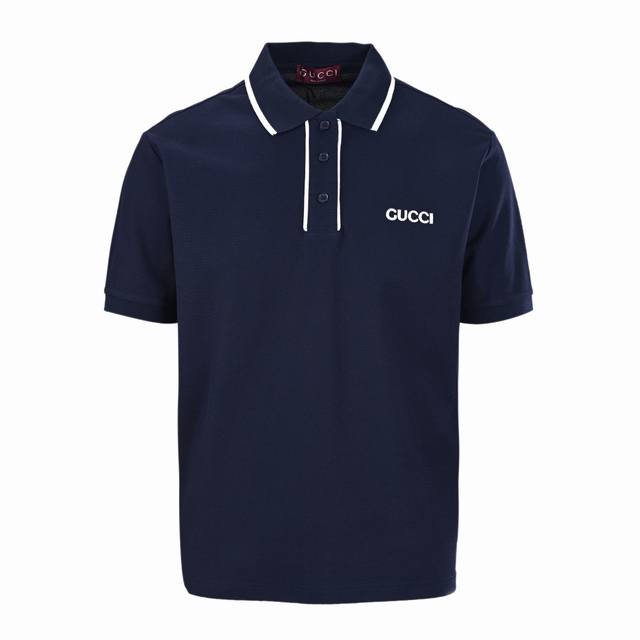 高版本 Gucci古驰Guc 撞色领字母激光刺绣短袖Polo衫 原版6900购入开发，面料采用 G原版定制全棉，胸前进口机激光刺绣，每个字母定位。上身立挺，落肩