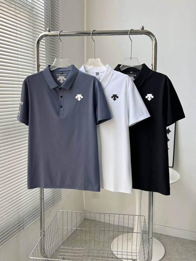 8810# 迪桑特速干Polo衫短袖 质感挺括！高级质感！无痕压胶！ 迪桑特 Descente 夏季冰丝无痕速干Polo衫 Polo版型垂直立挺，3D立体裁剪，