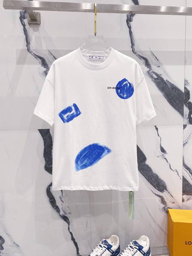 Off-White 260克圆领短袖T恤 涂鸦手绘箭头印花Logo大标 官方同步 高版本 高品质 时尚个性 百搭潮流 纯原品质 原版面料 吊牌 领标 水洗麦 三