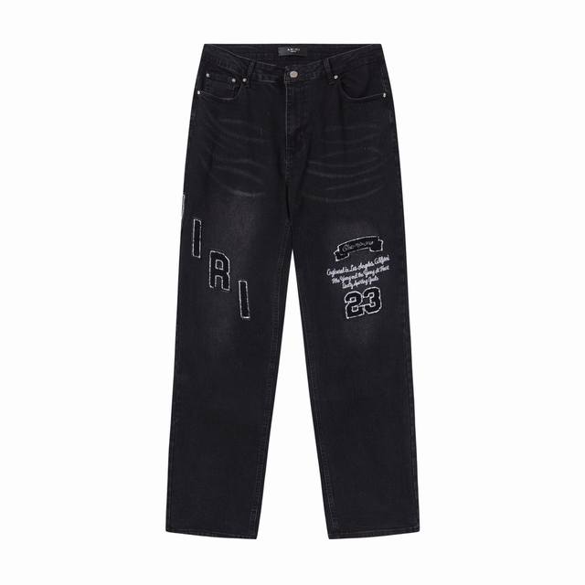 amiri 字母贴花刺绣牛仔裤 猫须洗水工艺 面料带微弹 上身柔软舒适 非常显腿长 码数S-Xl