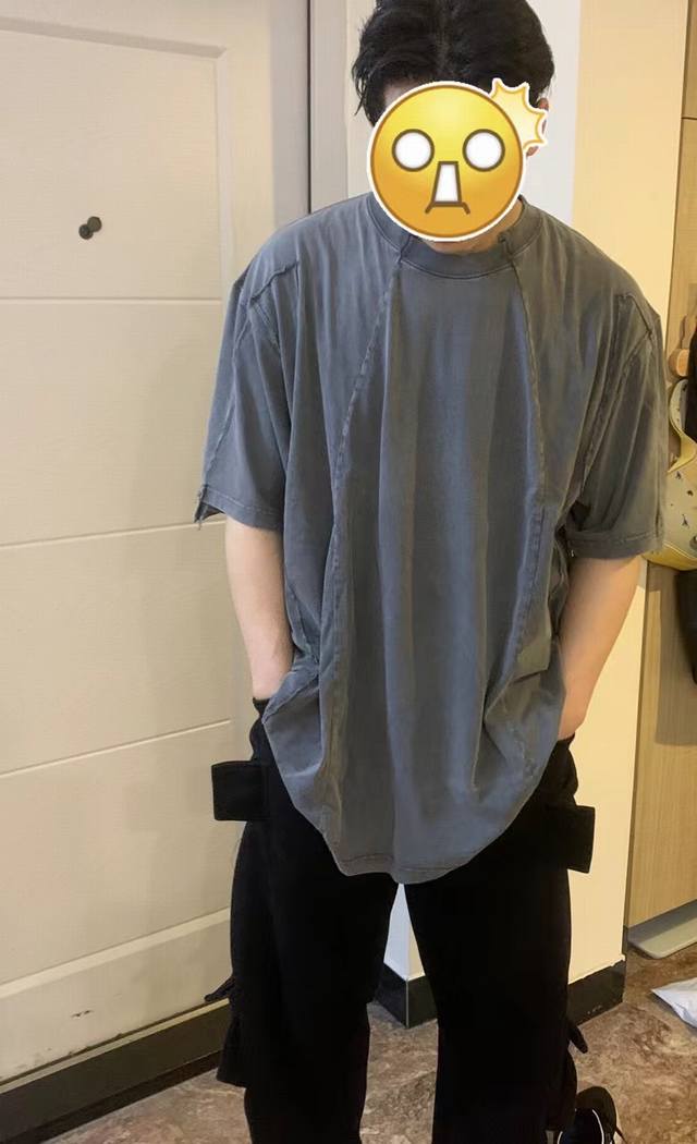 v444# 拼接洗水短袖 现货！原版开模！26张裁片！高级且复杂！ 短裤同步 本批次偏正常尺码，喜欢宽松一点报大一码！