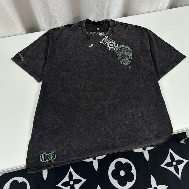 Chrome Hearts Ch 克罗心重工梵文十字架铁皮绣短袖T恤280克双纱棉 尺寸 S-L