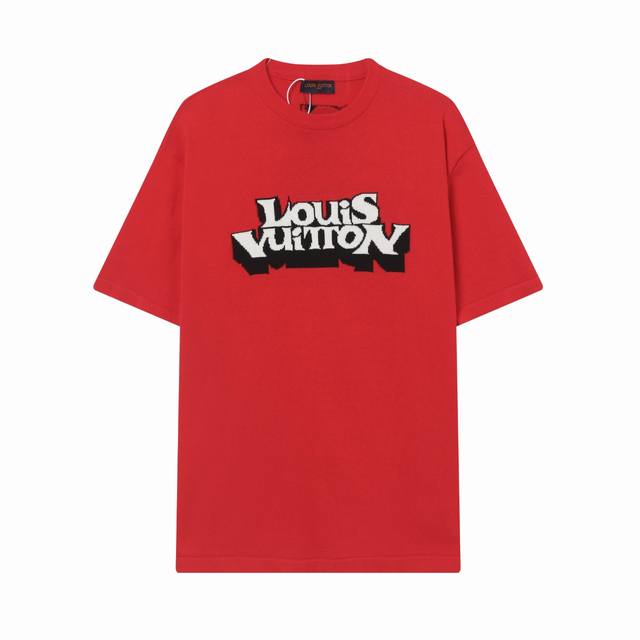 h608# 高品质 Lv路易威登提花字母Logo针织圆领短袖 高端品质 三标齐全，舒适透气，经典简约，精致时尚，细节呈现高端品质，男女同款。 颜色:黑色 白色