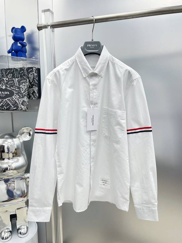 Thom Browne 汤姆 Tb 25Ss织带Logo经典长袖衬衫 Fema 轻奢主义男女日常通勤穿搭必备单品 客供定织高密度格纹梭织面料3000米起订 全身