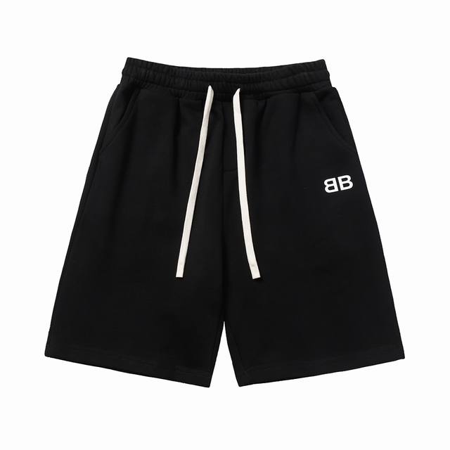 608# 新款 高品质经典前幅厚版胶，后袋印花款短裤。 订色订染毛圈纯棉卫衣面，420G双股双纱，手感舒适。裤身标志性印花工艺，简洁百搭，纯棉内抽绳腰头，细节还