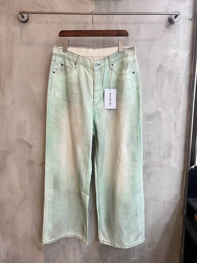 6003# Acnestudios 1981M25Ss春夏不规则重工做旧手工夜光泥染涂料废土系列牛仔长裤.在灯光强光照射下荧光粉涂料.男女同款 码数：Xs.S.
