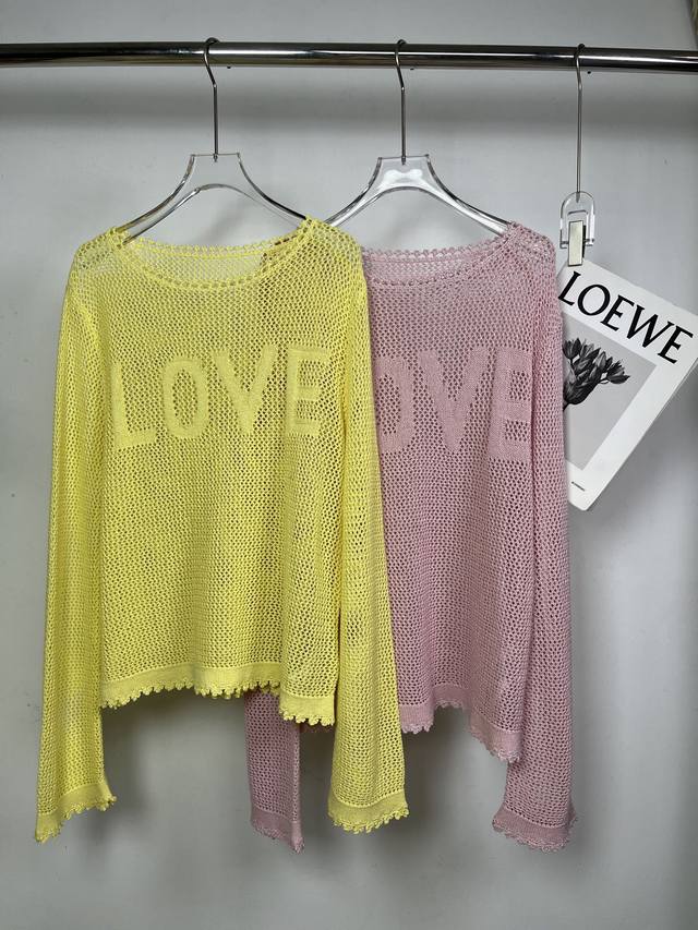 2025新款 Love镂空和纸纱衫 颜色靓丽 品质超好 Size: S- L