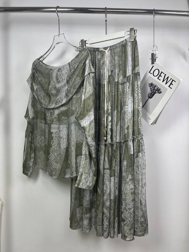 2025新款 小众设计师款 人棉数码仿蕾丝印花图案 半裙 Size: S- L