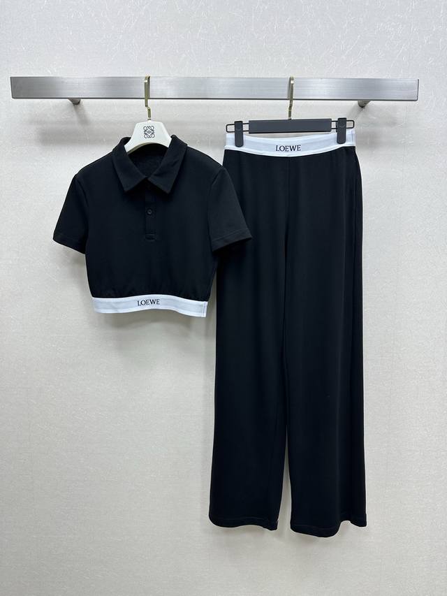 Loew* 25Ss 短款翻领上衣休闲裤 气质休闲风 下摆字母Logo 上身显瘦又高挑 白富美必备单品高级又时髦 甜酷女孩又A又飒 挺括感很好 一套搭配 强烈推