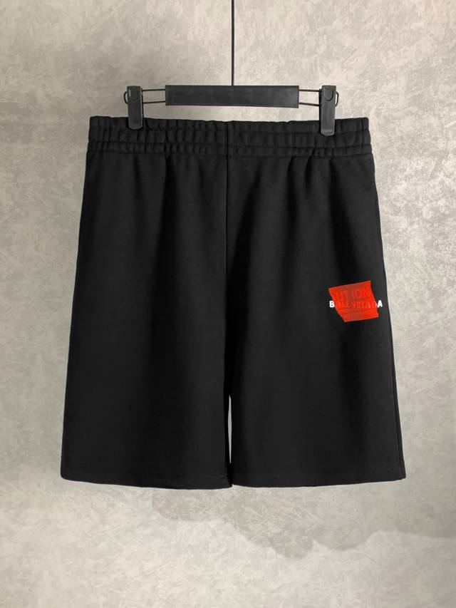 高品质 Balenciga 巴黎世家 胶布字母短裤 采用叠层印花工艺，布料采用毛圈纯棉 手感非常舒服 两侧开一字袋 时尚又个性，超级百搭的一款！高温固色 男女同