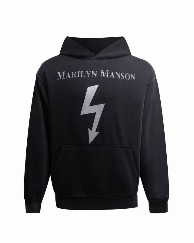 wvc06 玛丽莲 曼森 Marilyn Manson闪电Vintage美式复古重磅卫衣Vintage面料采用380克新疆纯棉 成品洗水做旧。因此手感更加柔顺有