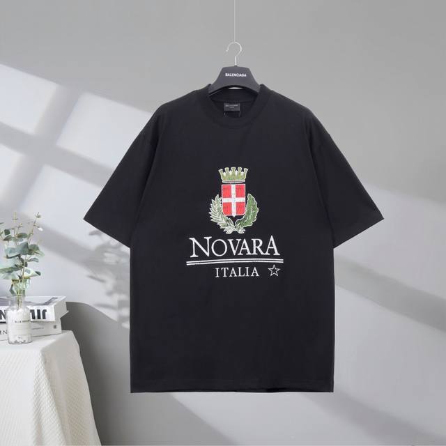 b121# 市场顶级品质 Balenciaga 巴黎世家2025Ss 皇冠麦穗多元化印花短袖T恤 印花采用进口椭圆机胶浆工艺 市场顶级的质量 官网品质 罗纹定织