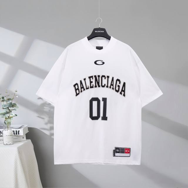 b116# 市场顶级品质 Balenciaga 巴黎世家2025Ss Basketball篮球系列印花刺绣短袖T恤 Logo采用进口田岛刺绣工艺 市场顶级的质量