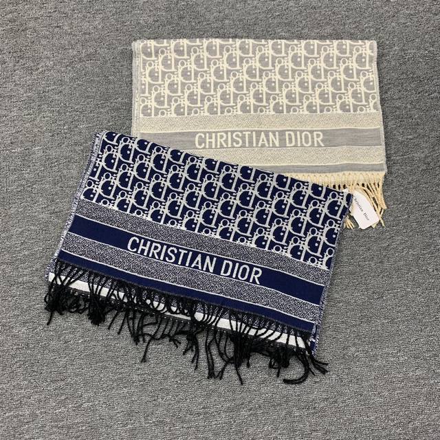 款号J36 新款Dior 迪奥双面羊绒Cd满印围巾 盒子损坏扣除50元 不要盒子-10 同步专柜围巾披肩毛毯三用巴黎时装周走秀款上身超级有质感绝对是一条审美不过
