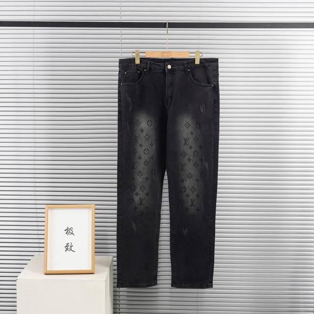 正确版本 顶级复刻 Louis Vuitton 路易威登 Lv水洗高级灰渐变老花Logo牛仔裤 原色酵母水洗工艺 精选重磅丹宁牛仔面料 纯棉 舒适亲肤 原版五金