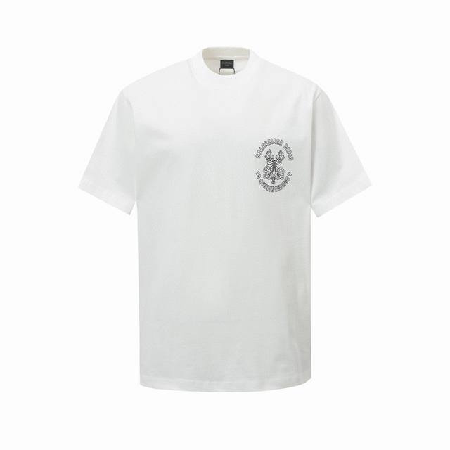 Balenciaga 巴黎世家25Ss新款前后Logo字母做旧洗水图案印花短袖T恤 购入原版拆解面料成分定织定染双纱32S280克巴黎棉料配套巴黎独有的320克