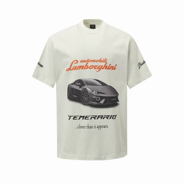 Balenciaga 巴黎 25Ss兰博基尼赛车短袖 采用特定重磅16S230G精棉平纹针织定染对色面料，定织十字拉架罗纹对板同缸染色确保无色差，遵循原版工艺半