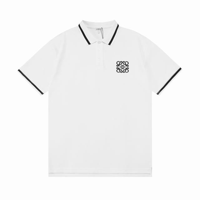 Loewe 罗意威 2025新款 拼色扁机领 进口机高密度刺绣字母Logo 男女同款 休闲Polo衫 定制珠地面料 进口田岛机刺绣工艺 领标吊牌主唛三标齐全 颜