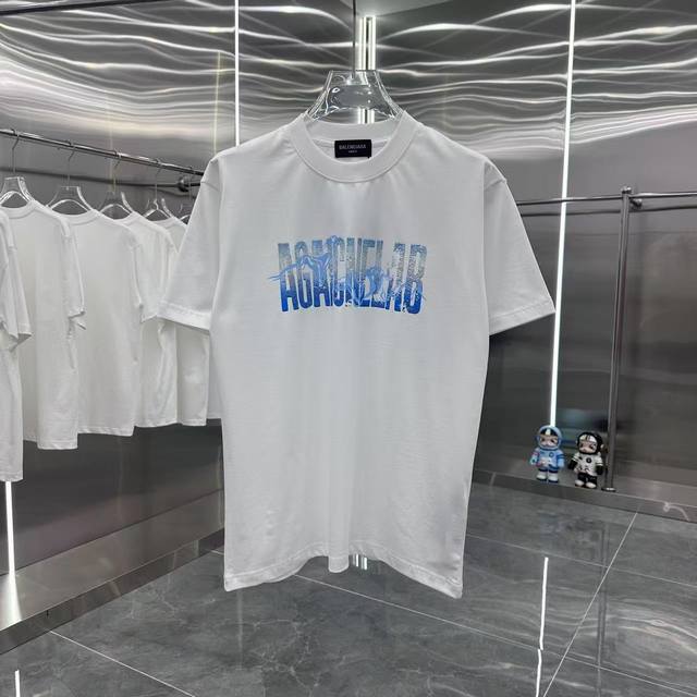 Bal 巴黎世家 2025春夏新款260克短袖T恤 个性印花 男女同款宽松版 S M L Xl Xxl 五个码 颜色：黑色 白色 绿色