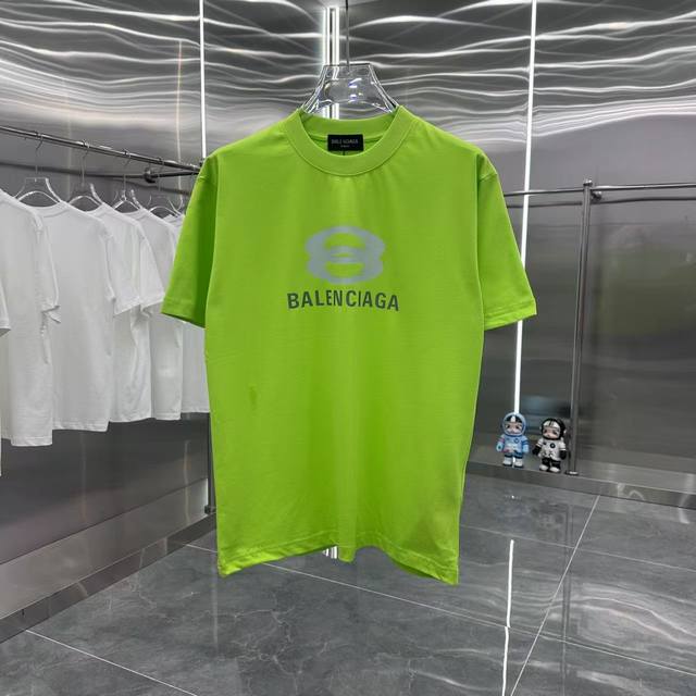 Bal 巴黎世家 2025春夏新款260克短袖T恤 个性印花 男女同款宽松版 S M L Xl Xxl 五个码 颜色：黑色 白色 荧光绿