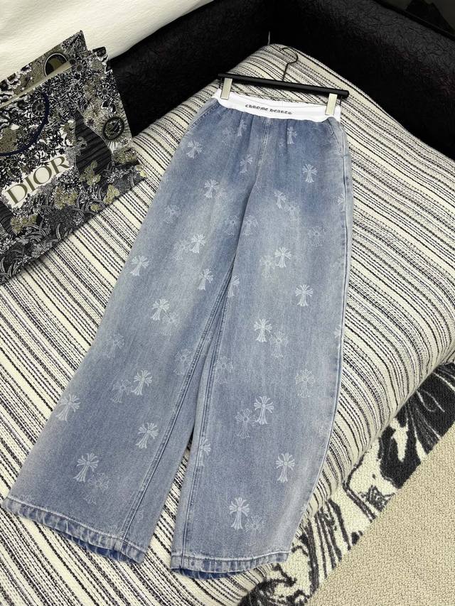 爆款现货 原单品质 克罗星*｜25新款撞色天丝牛仔裤 订制高品质面料质感超赞！ 多次洗水工艺 撞色宽织带Logo 尽显高级感 视觉盛宴 定制双C纽扣铆钉 四季必