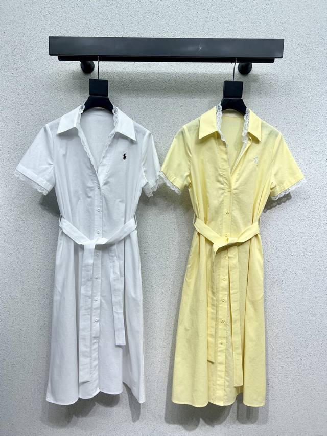 Polo*衬衣风短袖连衣裙 低调奢华立体剪裁 精简线条感设计 高贵典雅又尽显温柔知性的气质 进口特殊材质 收到手会很惊艳 定制面料质感超赞！高品质 两色 尺码S